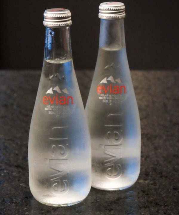 evian water glass bottle